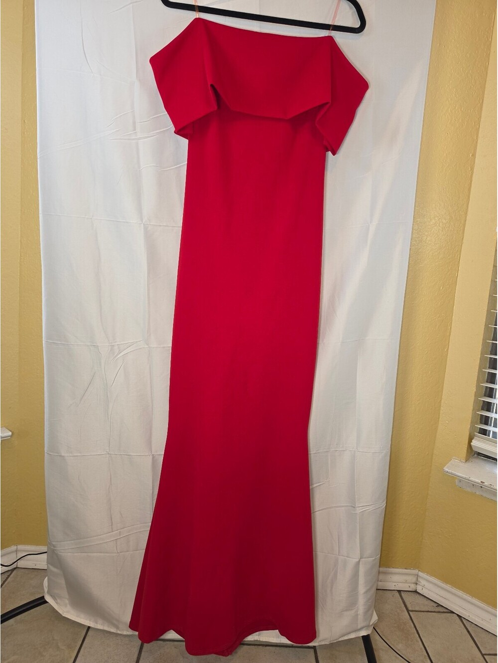 Fashion Nova Red Ruffle Maxi Dress Off Shoulder XL